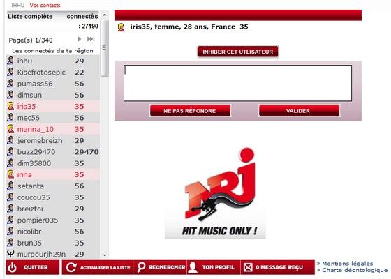 types de rencontres organisés sur tchat NRJ