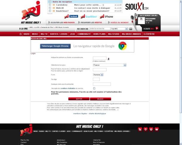 Les spécificités du site NRJ