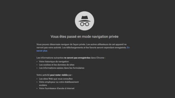 Utiliser la navigation privée